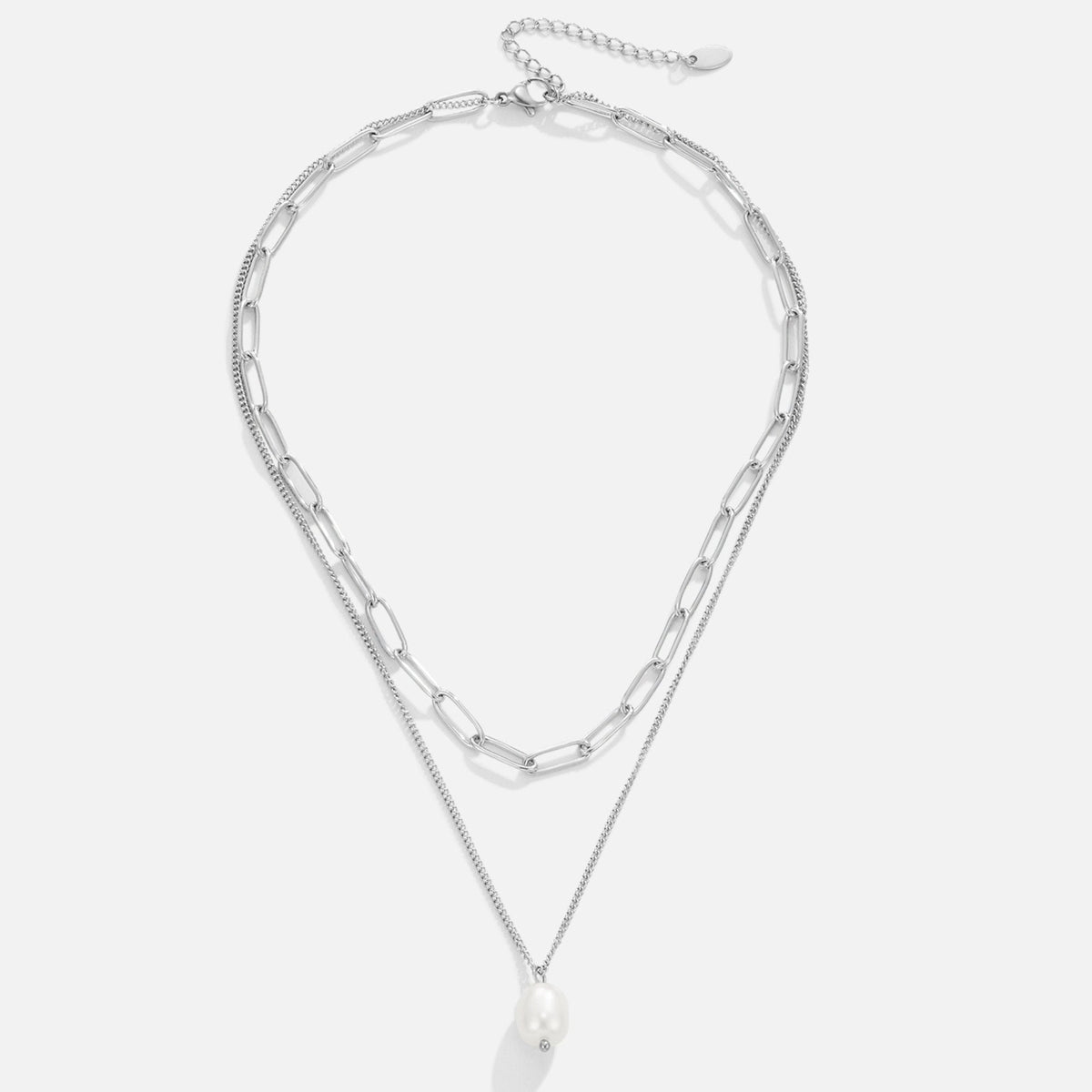 Angela Single Pearl Silver-Tone Chain Necklace