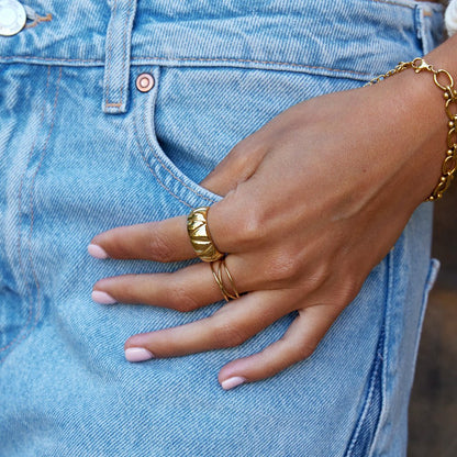 Anika Weighty Gold-Tone Ring with a Wide Band