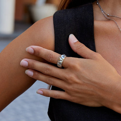 Anika Weighty Silver-Tone Wide Band Ring