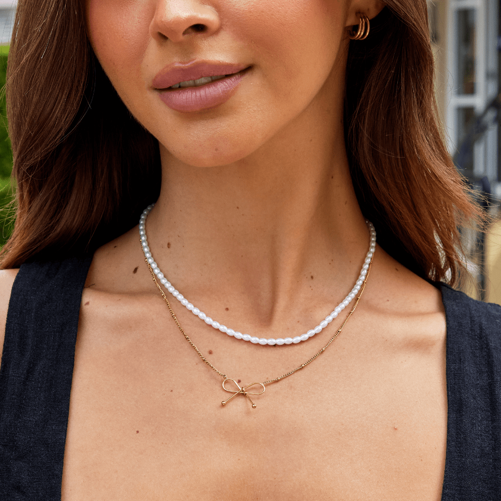Anika Ribbon Bow Gold-Tone Pendant Necklace