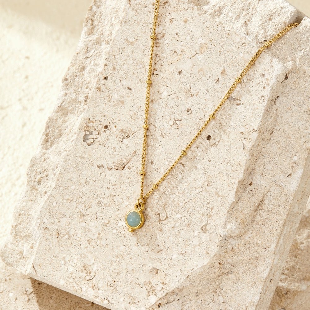 Aquamarine Blue Stone-Look Gold-Tone Necklace