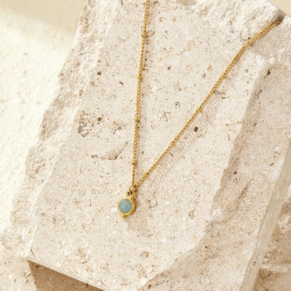 Aquamarine Blue Stone-Look Gold-Tone Necklace