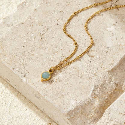 Aquamarine Blue Stone-Look Gold-Tone Necklace