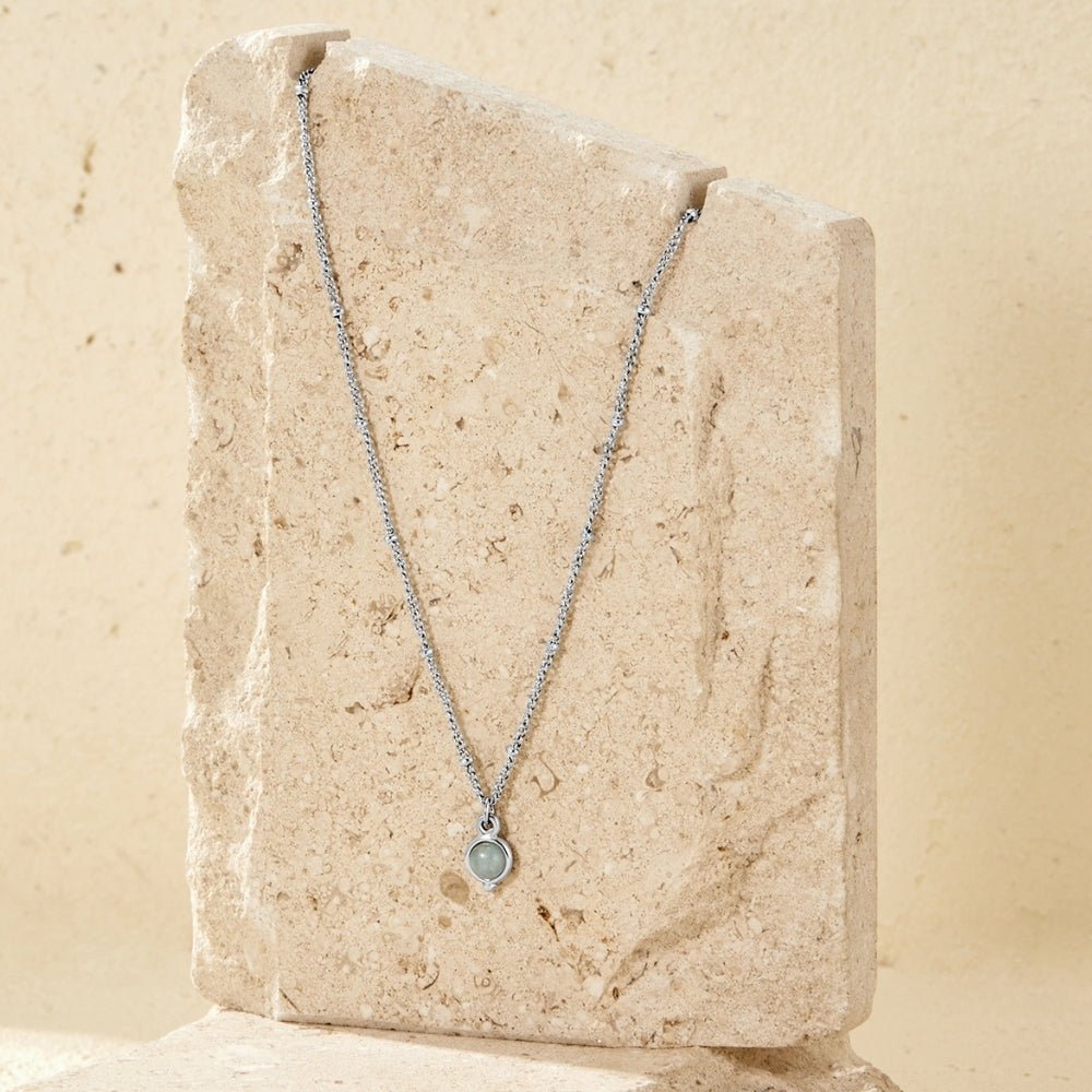Aquamarine Blue Stone-Look Silver-Tone Necklace