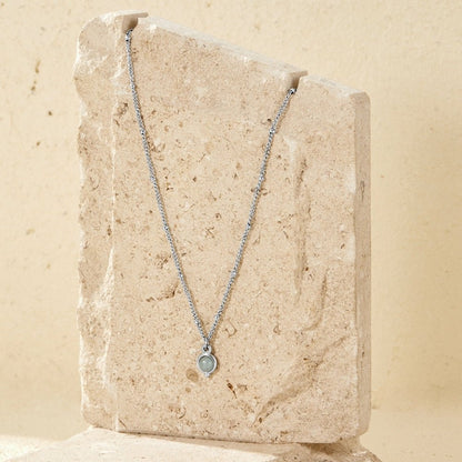 Aquamarine Blue Stone-Look Silver-Tone Necklace