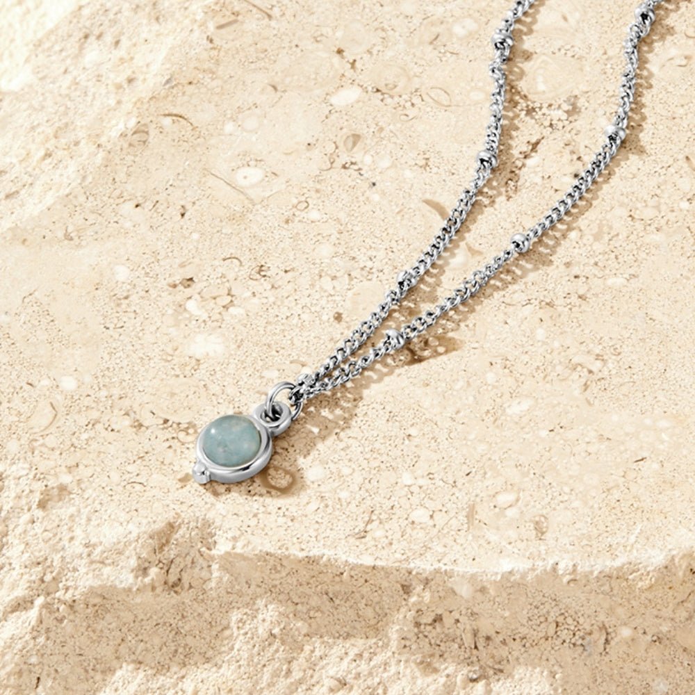 Aquamarine Blue Stone-Look Silver-Tone Necklace