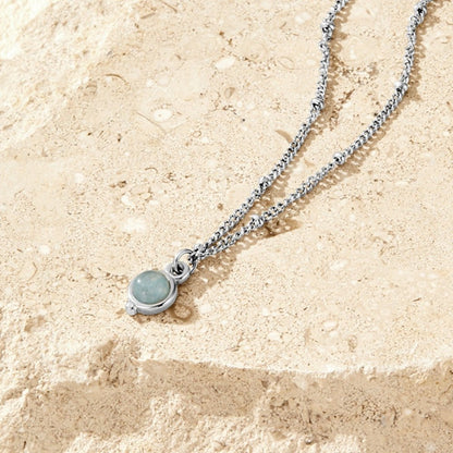 Aquamarine Blue Stone-Look Silver-Tone Necklace