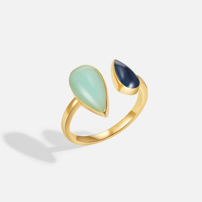 Teardrop Aquamarine Blue Crystal Ring