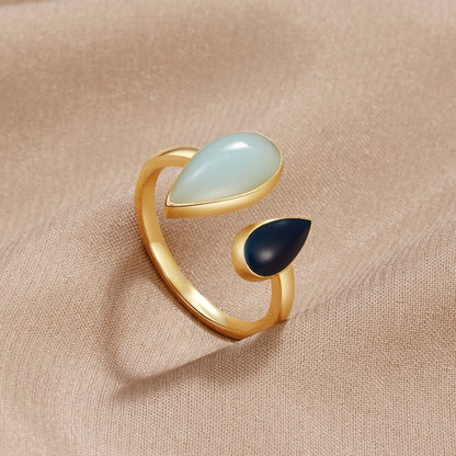 Teardrop Aquamarine Blue Crystal Ring