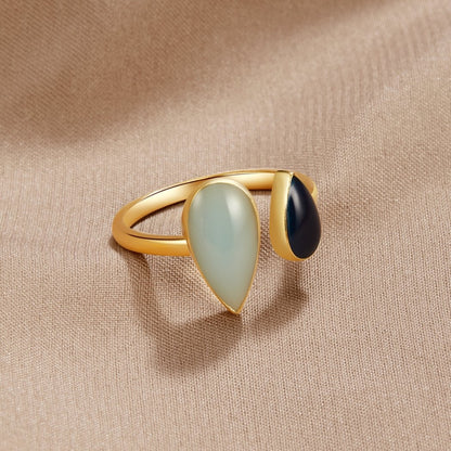 Teardrop Aquamarine Blue Crystal Ring