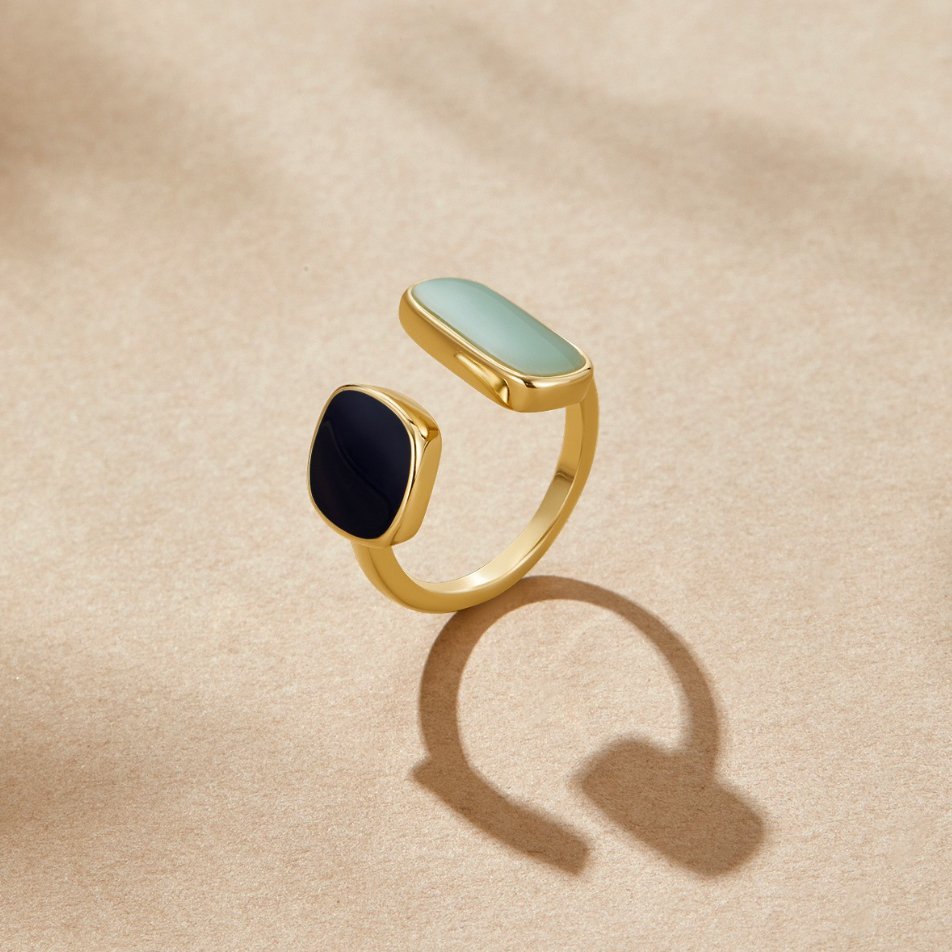 Pale Aquamarine Blue Open Coil Wrap Ring