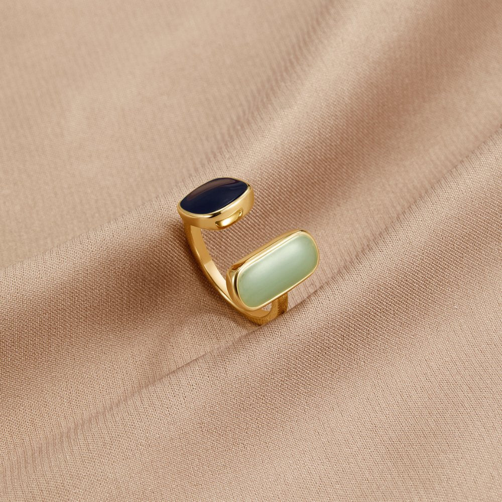 Pale Aquamarine Blue Open Coil Wrap Ring