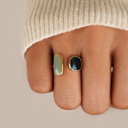 Pale Aquamarine Blue Open Coil Wrap Ring