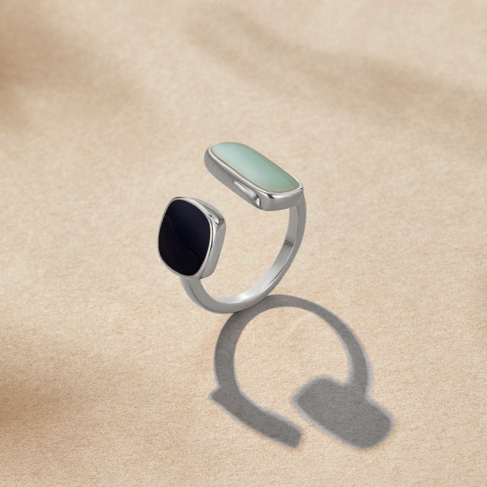 Pale Sea Blue Silver-Tone Open Wrap Ring