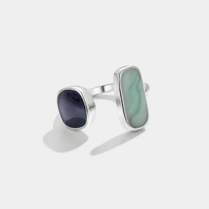 Pale Sea Blue Silver-Tone Open Wrap Ring
