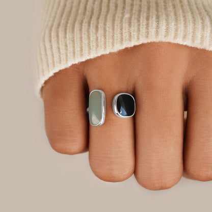 Pale Sea Blue Silver-Tone Open Wrap Ring