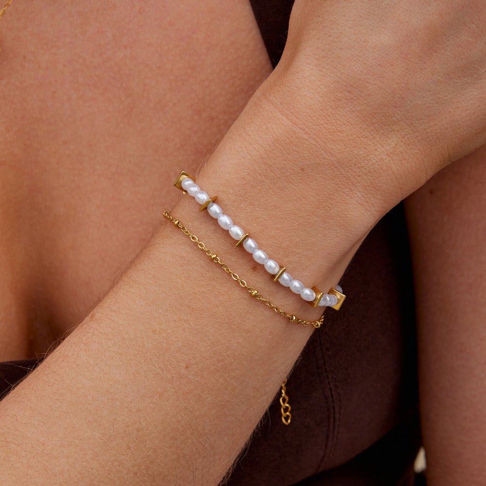 Aria Pearl and Chain Layered Bracelet