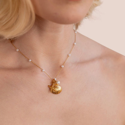 Aria Coastal Shell Charm Fine Chain Necklace