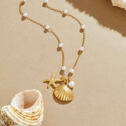Aria Coastal Shell Charm Fine Chain Necklace