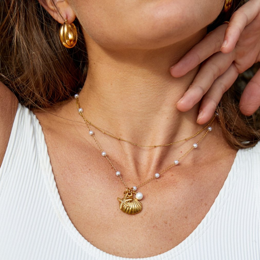 Aria Coastal Shell Charm Fine Chain Necklace