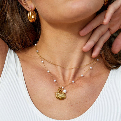 Aria Coastal Shell Charm Fine Chain Necklace