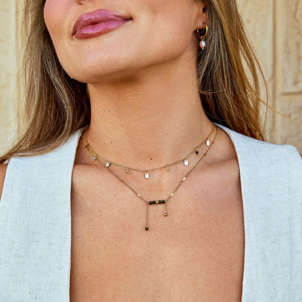 Arizona Green Beaded Tassel Long Necklace