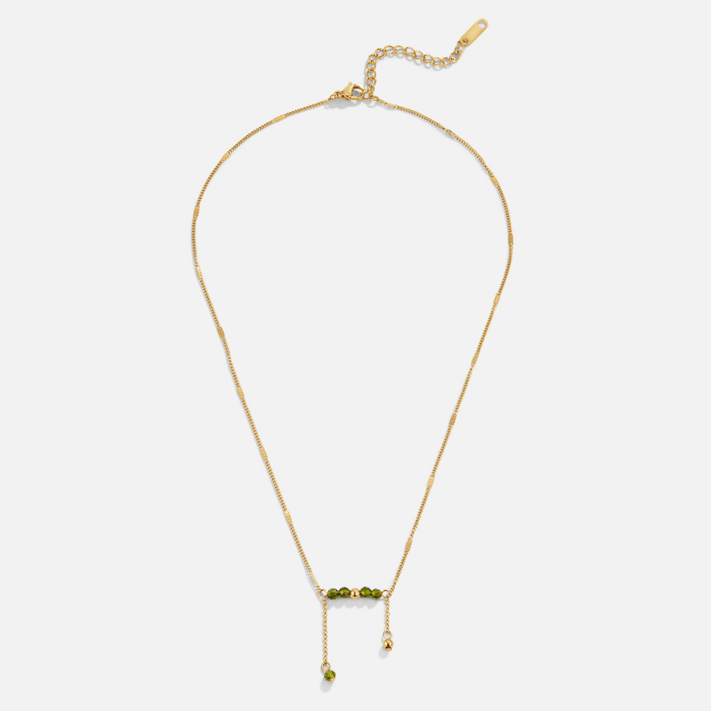 Arizona Green Beaded Tassel Long Necklace