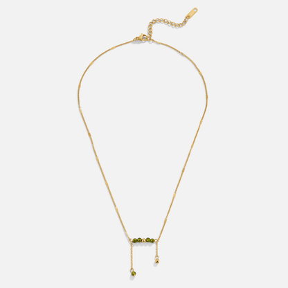 Arizona Green Beaded Tassel Long Necklace