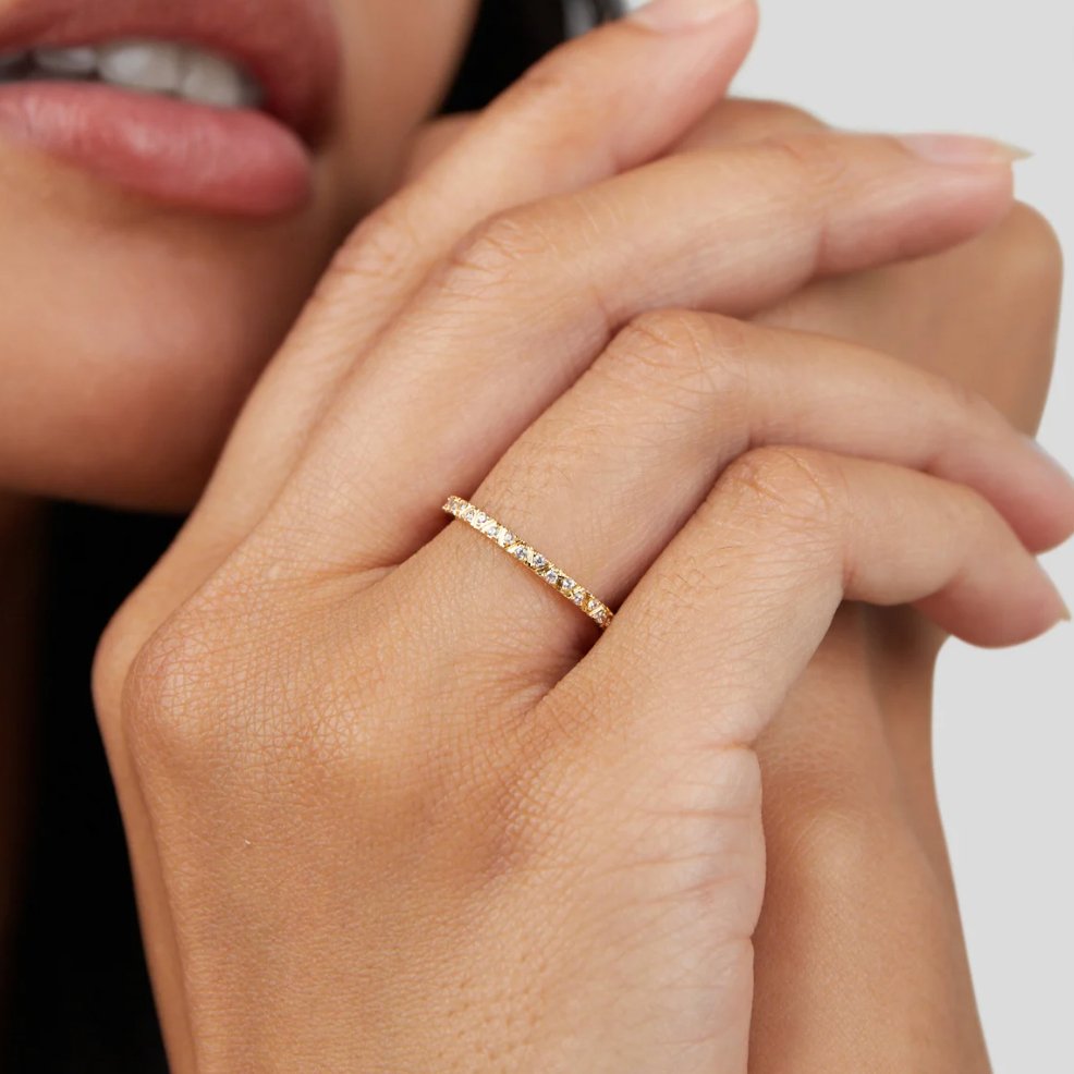 Arquette Slim Gold-Tone Crystal Row Ring
