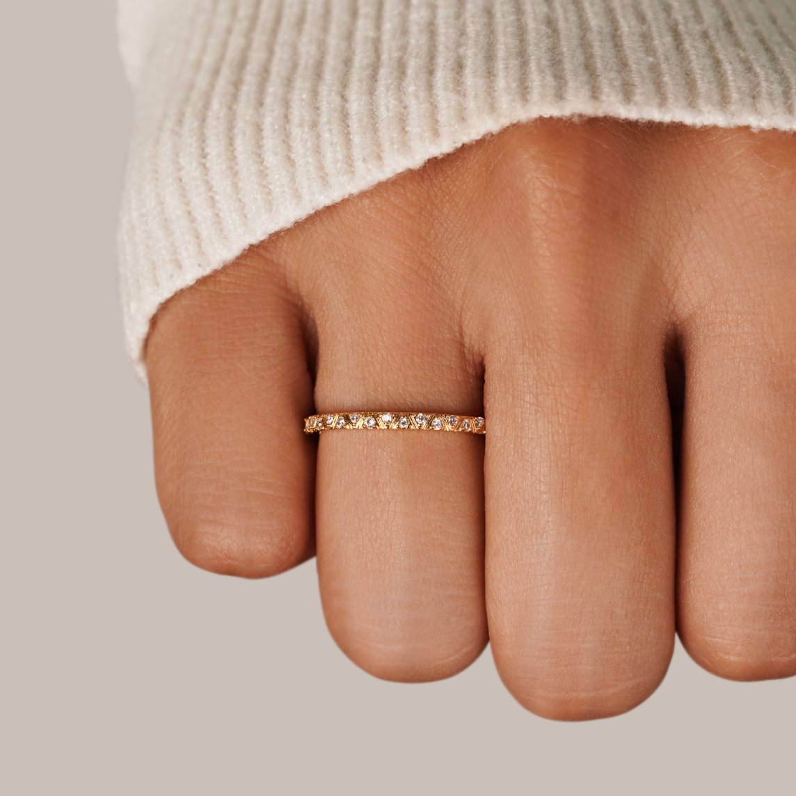 Arquette Slim Gold-Tone Crystal Row Ring