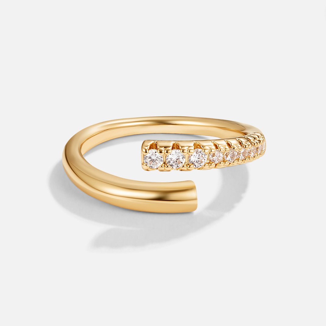 Arya Crystal Trail Gold-Tone Open Wrap Ring