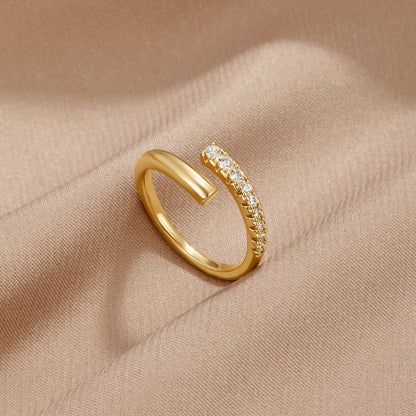 Arya Crystal Trail Gold-Tone Open Wrap Ring