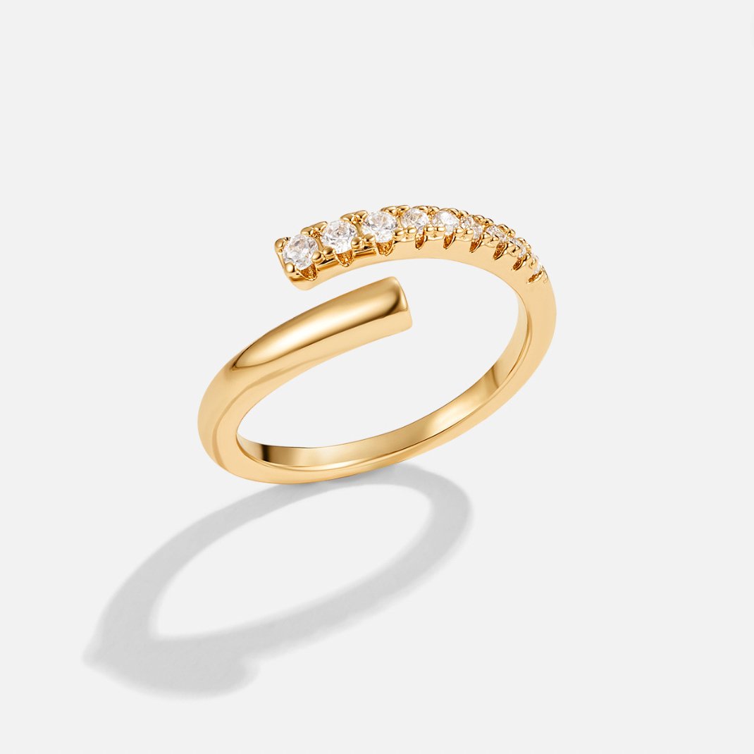 Arya Crystal Trail Gold-Tone Open Wrap Ring
