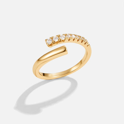 Arya Crystal Trail Gold-Tone Open Wrap Ring