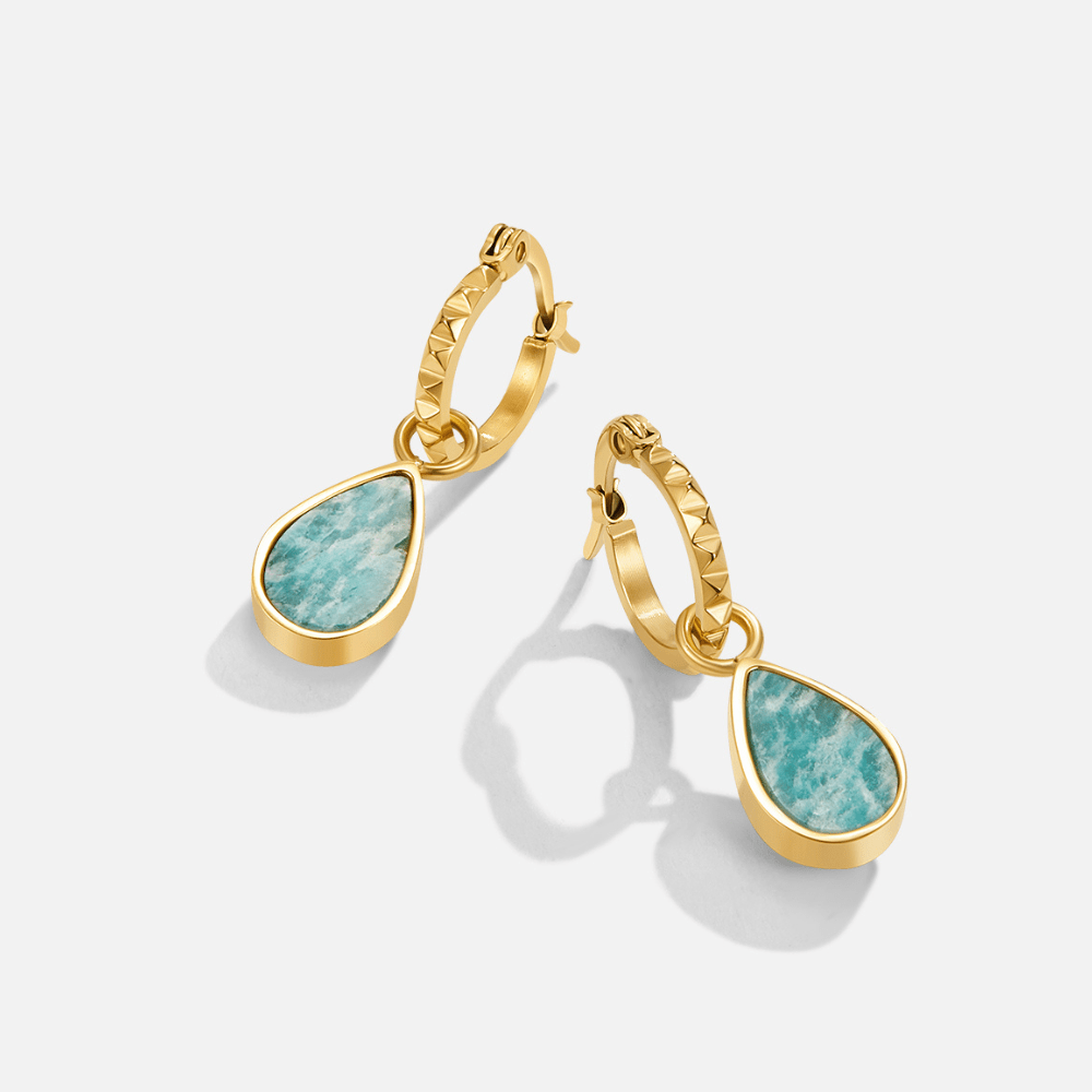 Astoria Hoop Earrings with a Jade Green Stone