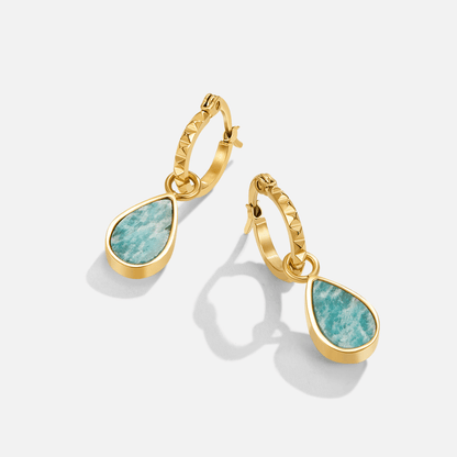 Astoria Hoop Earrings with a Jade Green Stone