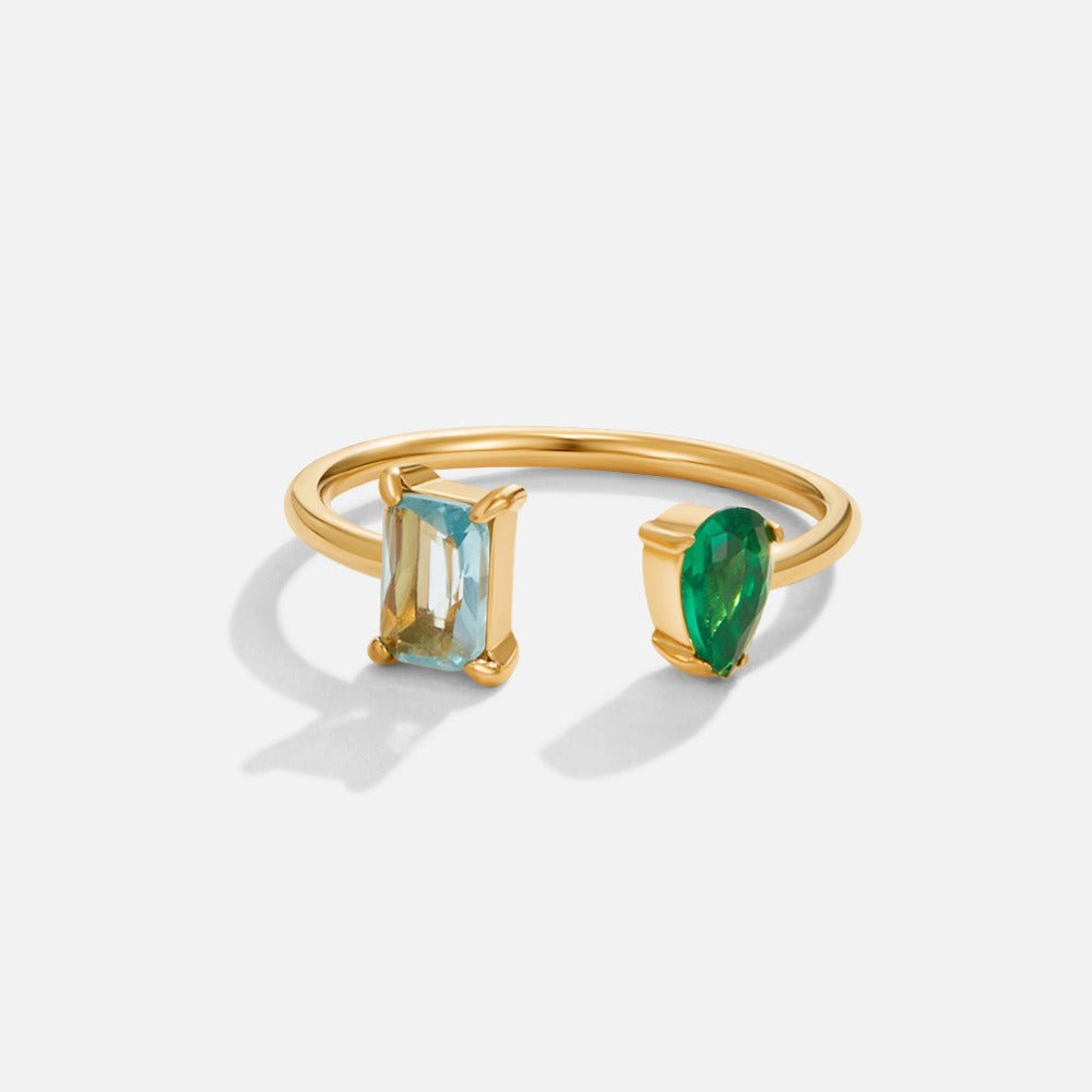 Aurora Slim Ring with an Aqua Green Crystal