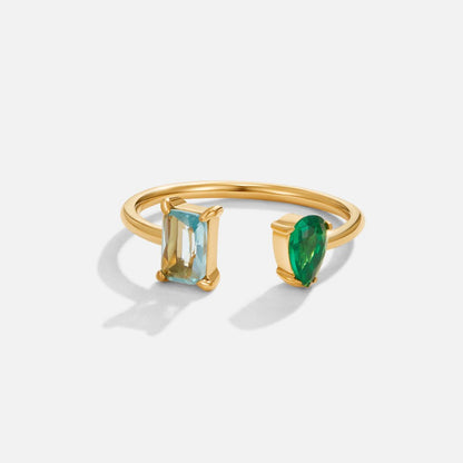 Aurora Slim Ring with an Aqua Green Crystal