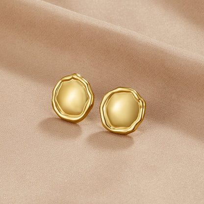 Ava Plain Round Button Gold-Tone Earrings