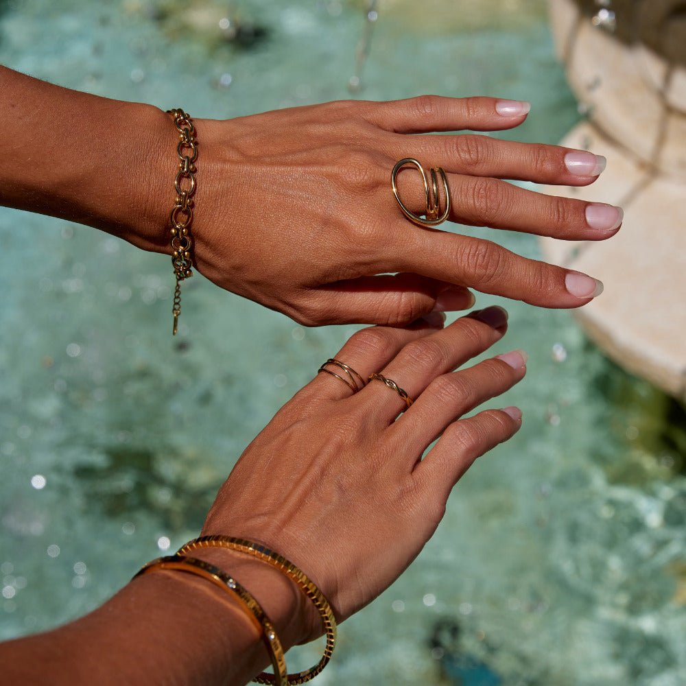 Ava Softly Waved and Twisted Slim Band Ring