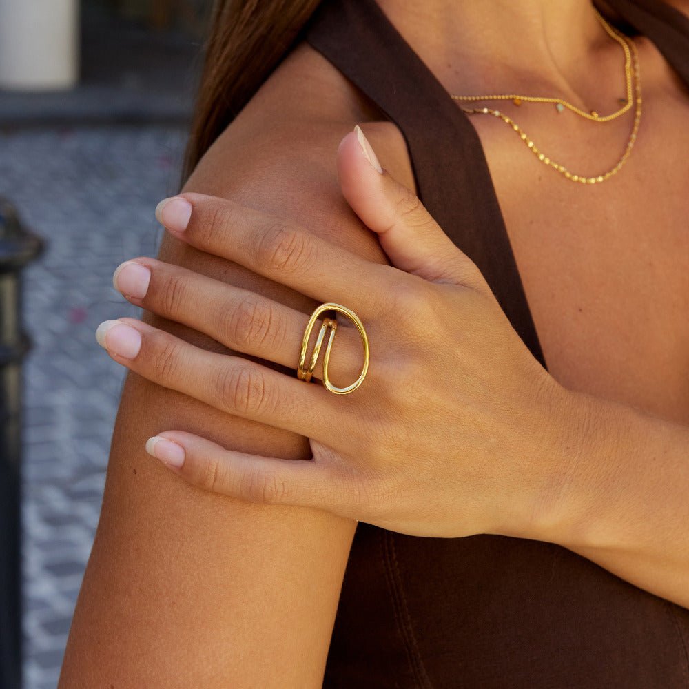 Ava Softly Waved and Twisted Slim Band Ring
