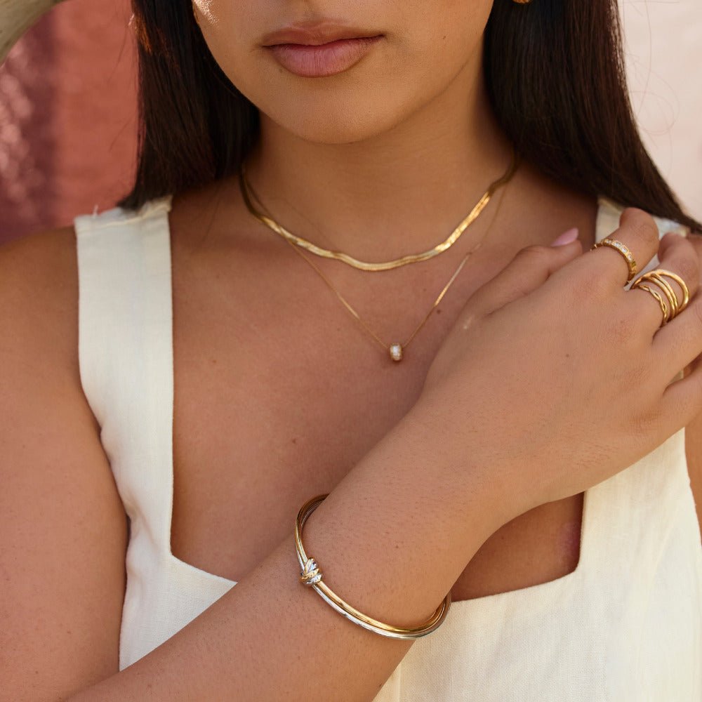 Ava Gold-Tone and Silver-Tone Twist Bangle