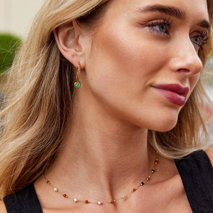 Twisted Hoop Earrings in Aventurine Green