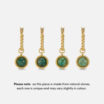 Twisted Hoop Earrings in Aventurine Green