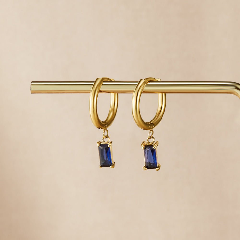 Avery Faceted Blue Crystal Drop Earrings