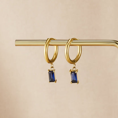 Avery Faceted Blue Crystal Drop Earrings