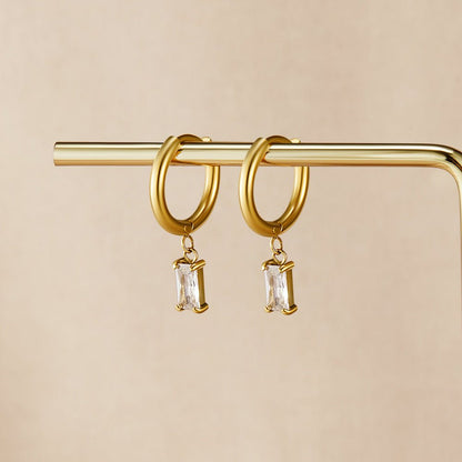 Avery Clear Crystal Fine Post Drop Earrings