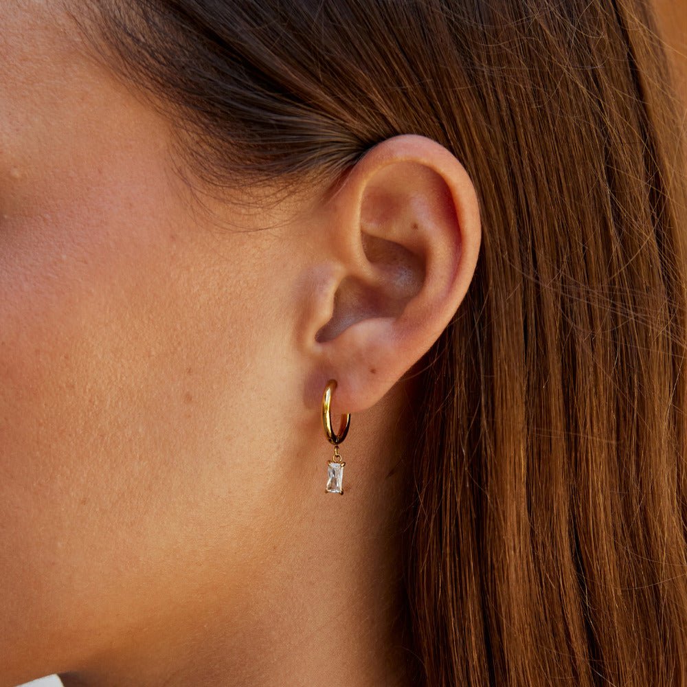 Avery Clear Crystal Fine Post Drop Earrings