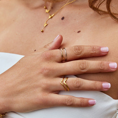 Ayla Mixed Metal Tone Layered Stack Ring