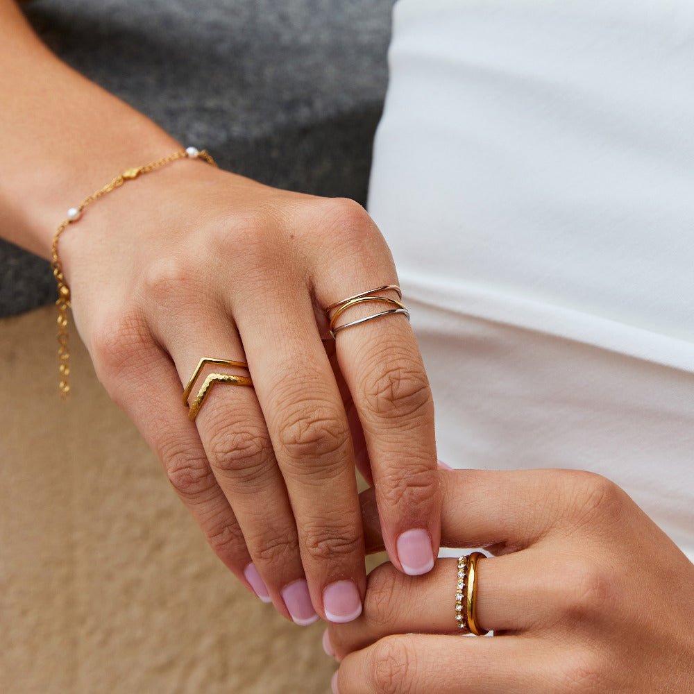Ayla Mixed Metal Tone Layered Stack Ring